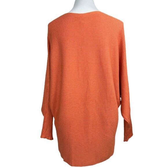 Chico’s Women’s NWT Orange Metallic Ribbed Banteau 3/4 Sleeve Sweater 4/XXL/C44 - Picture 4 of 13